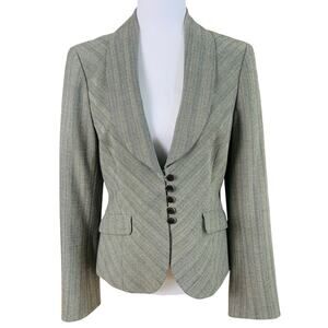 Classiques Entier Size 6 Blazer Jacket Gray Rust Pumpkin Stripe Career Office
